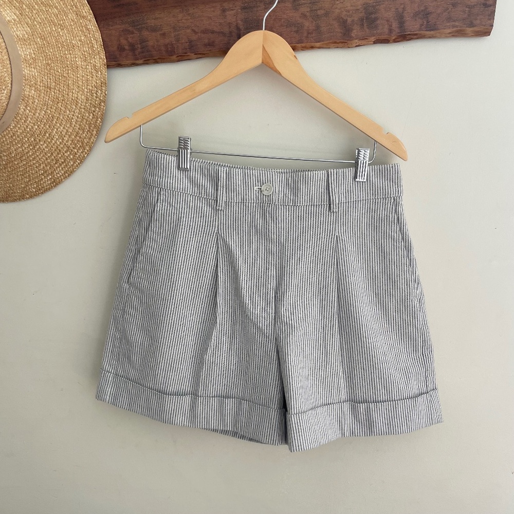 J. Crew | Tailored Pleated Stripe High Waist Cotton Shorts NWT 6